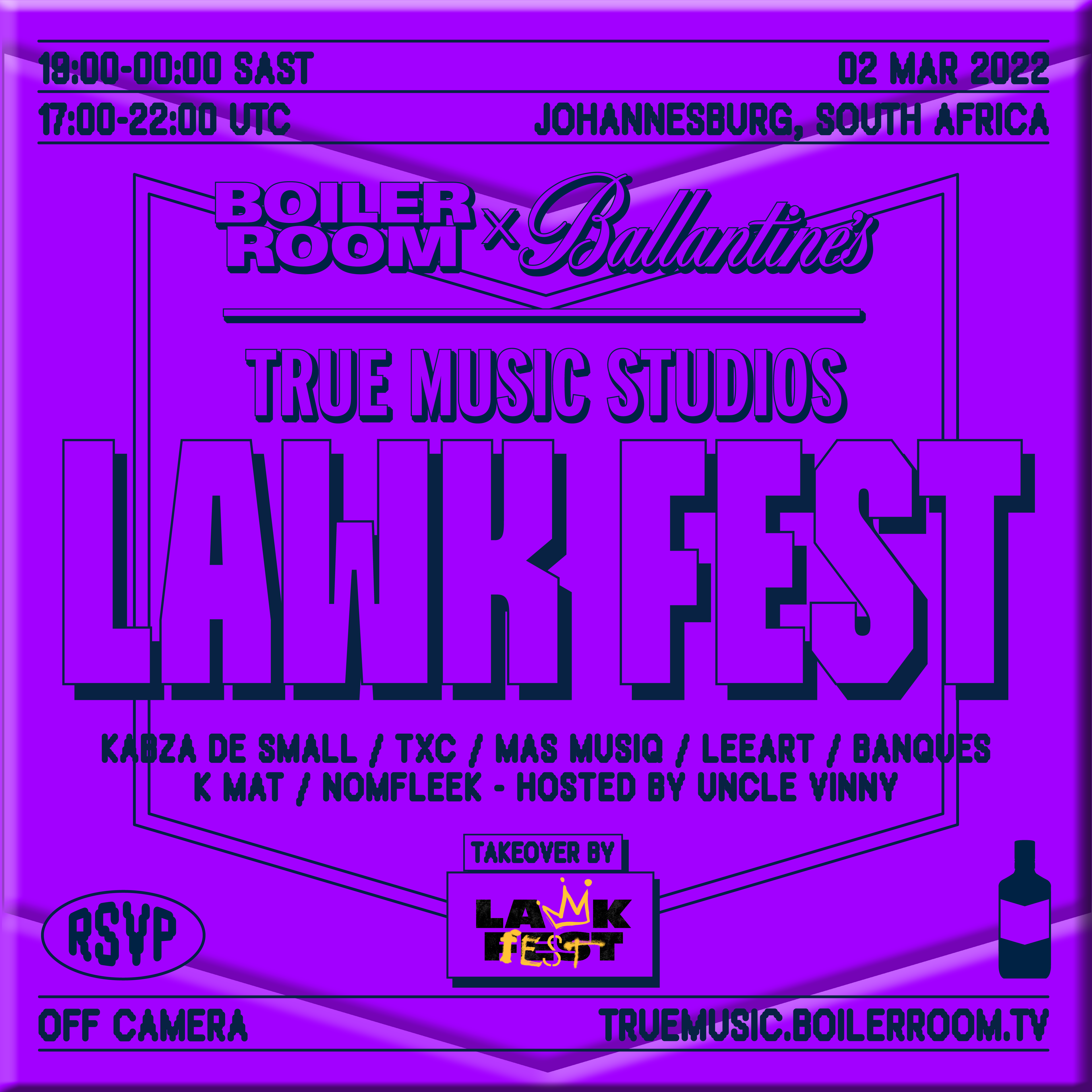 Lawk Fest | Boiler Room x Ballantine's True Music Studios: Johannesburg flyer