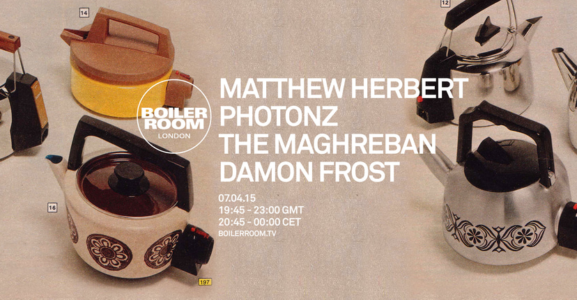Flyer for event London: Matthew Herbert, Photonz, The Maghreban & Damon Frost.