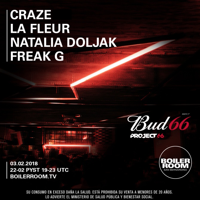 Flyer for event Boiler Room x Bud 66: San Bernardino.