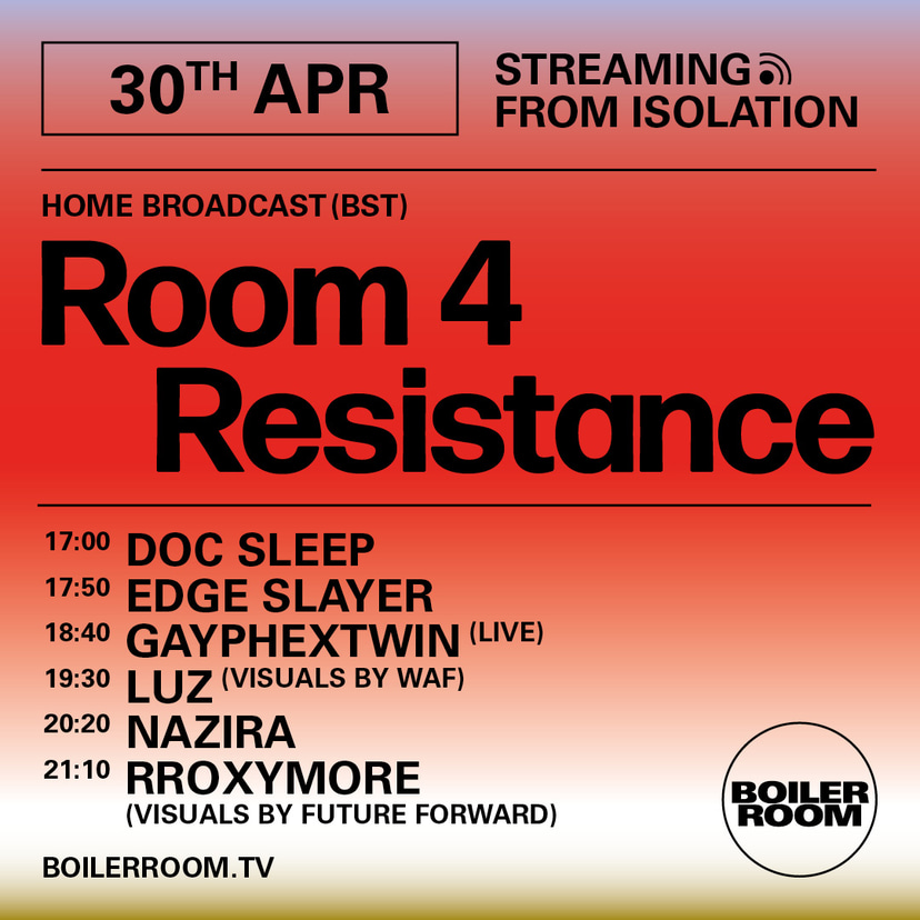 Flyer for event Streaming From Isolation with Room 4 Resistance.