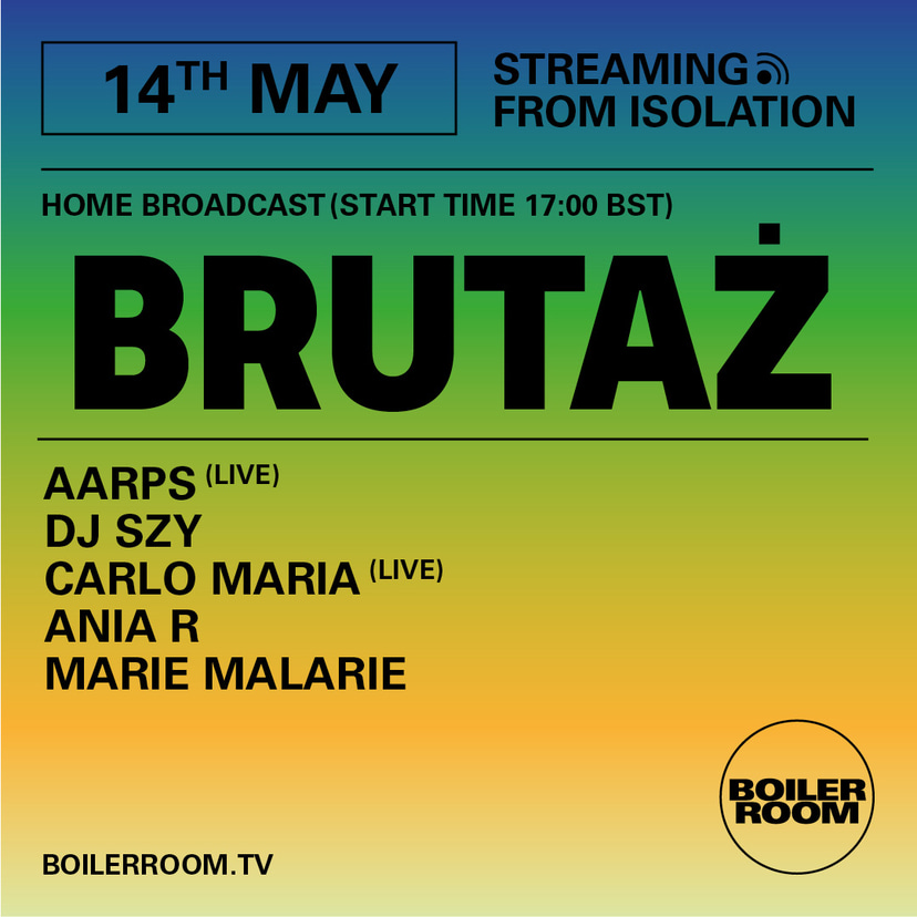 Flyer for event Streaming From Isolation with Brutaz.
