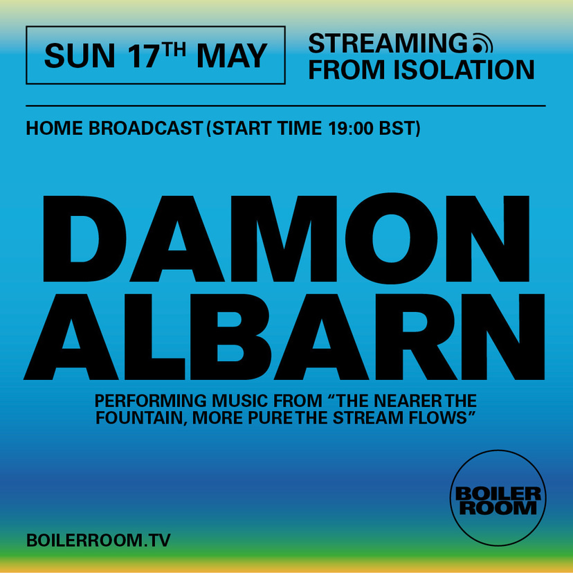 Flyer for event Streaming From Isolation with Damon Albarn.