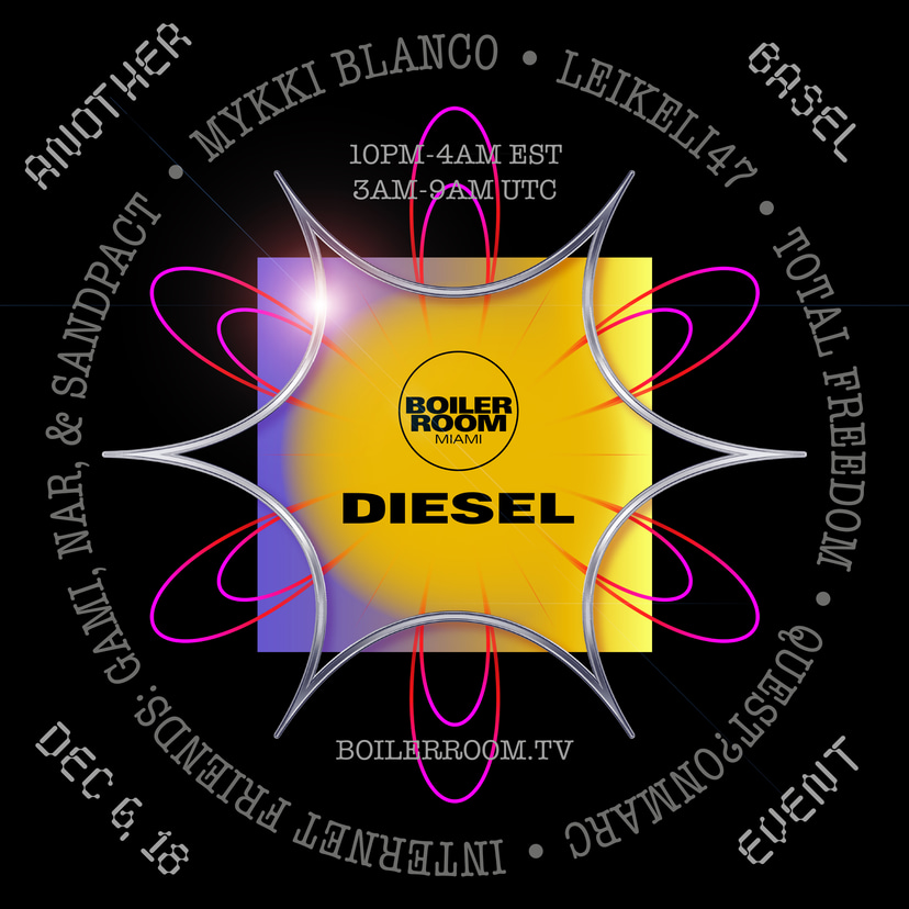 Flyer for event Boiler Room x Diesel: Another Basel Event Miami.