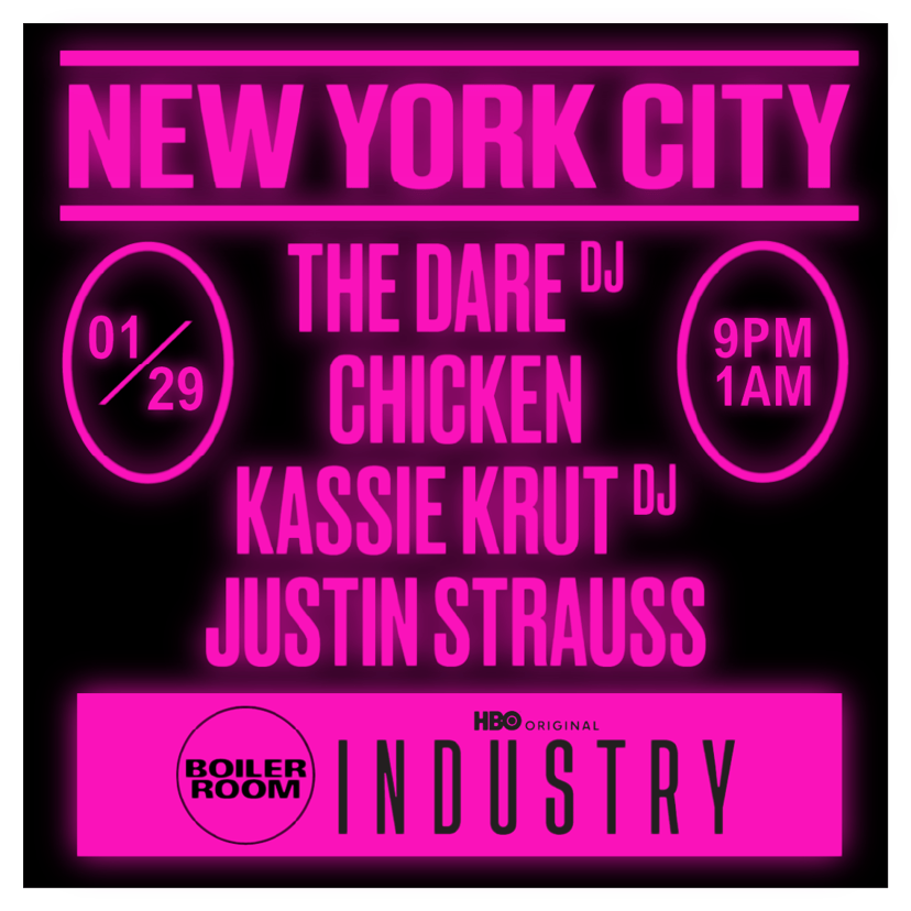 Flyer for event Boiler Room x HBO's Industry: New York.