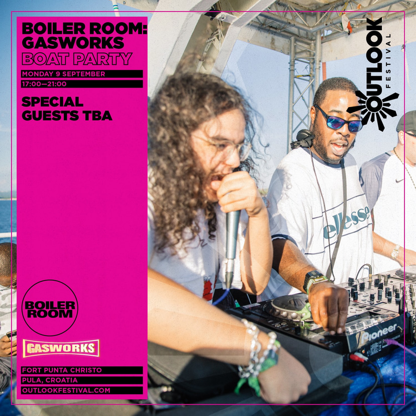 Flyer for event GASWORKS Outlook Festival Boat Party.